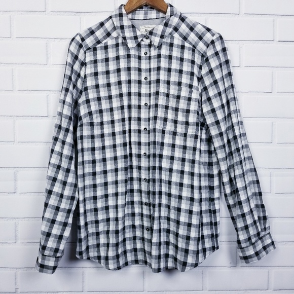 Bass Other - Bass Black White Long Sleeve Button Up Plaid Shirt